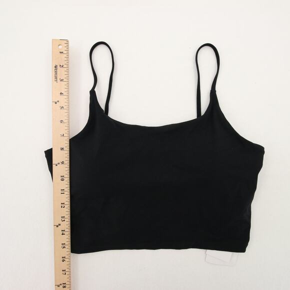 Black Crop Top Cami Tank Spaghetti Strap Built-In Bra Removable Cups Basic XXL - Picture 2 of 7